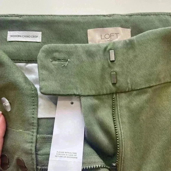 NWT Loft Modern Chino Crop army green with orange stripe size 2 - Picture 3 of 7